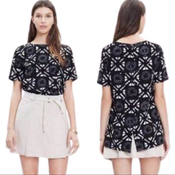 Madewell Tops - Madewell Black and White Patterned Blouse